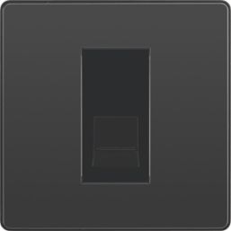 British General Evolve 1-Gang Slave Telephone Socket Polished Black with Black Inserts