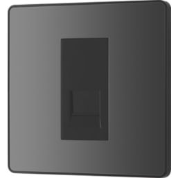 British General Evolve 1-Gang Slave Telephone Socket Polished Black with Black Inserts