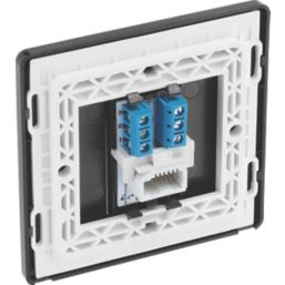 British General Evolve 1-Gang Slave Telephone Socket Polished Black with Black Inserts