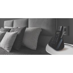 British General Evolve 1-Gang Slave Telephone Socket Polished Black with Black Inserts