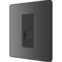 British General Evolve 1-Gang Slave Telephone Socket Polished Black with Black Inserts