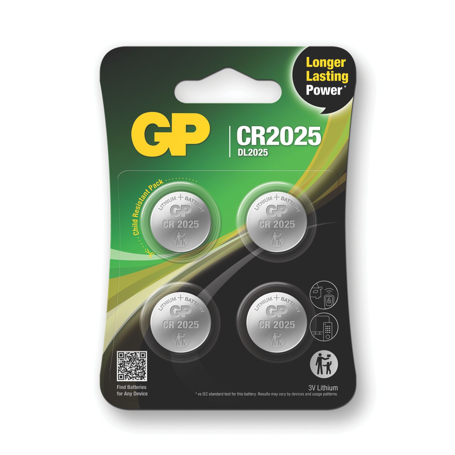 GP Batteries CR2025 3V Coin Cell Lithium Batteries 4 Pack (965RM)