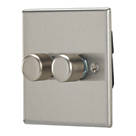 Contactum iConic 2-Gang 2-Way  Dimmer Switch  Brushed Steel