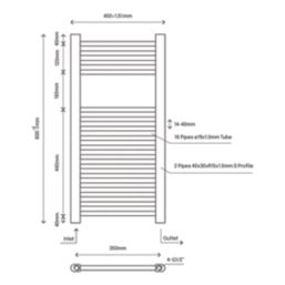 Flomasta 800mm x 400mm 675BTU Chrome Flat  Towel Radiator