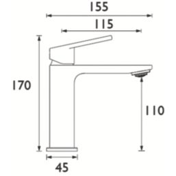 Bristan Frammento Gunmetal Grey 170mm Standard Lever Mono Basin Mixer Tap  With Clicker Waste