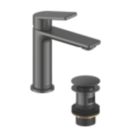 Bristan Frammento Gunmetal Grey 170mm Standard Lever Mono Basin Mixer Tap  With Clicker Waste