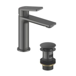 Bristan Frammento Gunmetal Grey 170mm Standard Lever Mono Basin Mixer Tap  With Clicker Waste
