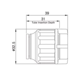 Flomasta  Plastic Push-Fit Stop Ends 15mm 10 Pack