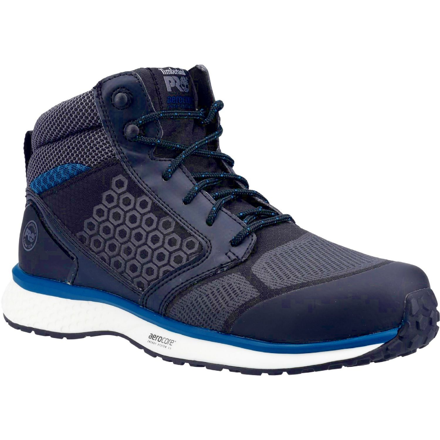 Timberland Pro Reaxion Mid Size 12 Black/Blue Safety Trainer Boots (966PR)