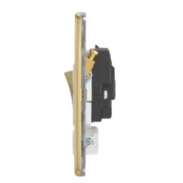 Contactum Lyric 20A 1-Gang DP Control Switch & Flex Outlet Brushed Brass  with White Inserts
