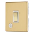 Contactum Lyric 20A 1-Gang DP Control Switch & Flex Outlet Brushed Brass  with White Inserts