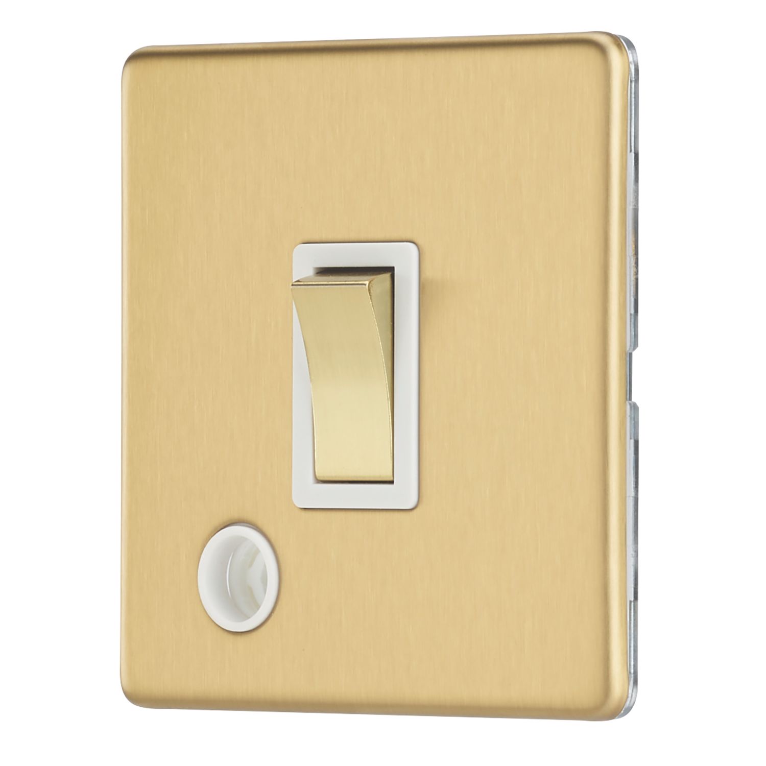 Contactum Lyric 20A 1-Gang DP Control Switch & Flex Outlet Brushed Brass with White Inserts (966RP)