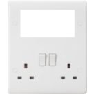 Knightsbridge Curved Edge 13A 2-Gang DP Combination Plate with space for up to 4 modular inserts White
