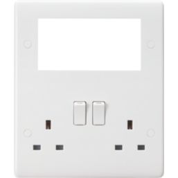 Knightsbridge Curved Edge 13A 2-Gang DP Combination Plate with space for up to 4 modular inserts White