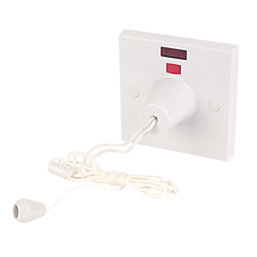 45A 1-Way Pull Cord Switch White with Neon