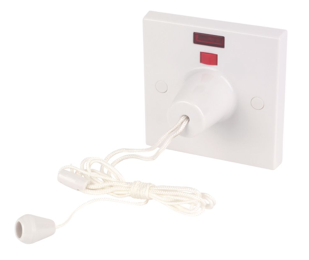 Essentials  45A 1-Way Pull Cord Switch White with Neon