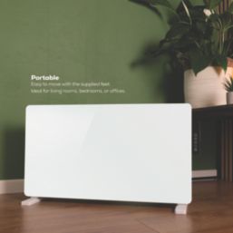 TCP  2000W Electric Portable or Wall-Mounted Glass Convector Panel Heater White