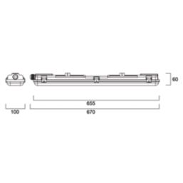 Sylvania Sylproof Toledo Single 2ft IP65 Rated EMPTY Batten Housing for LED T8 Tubes