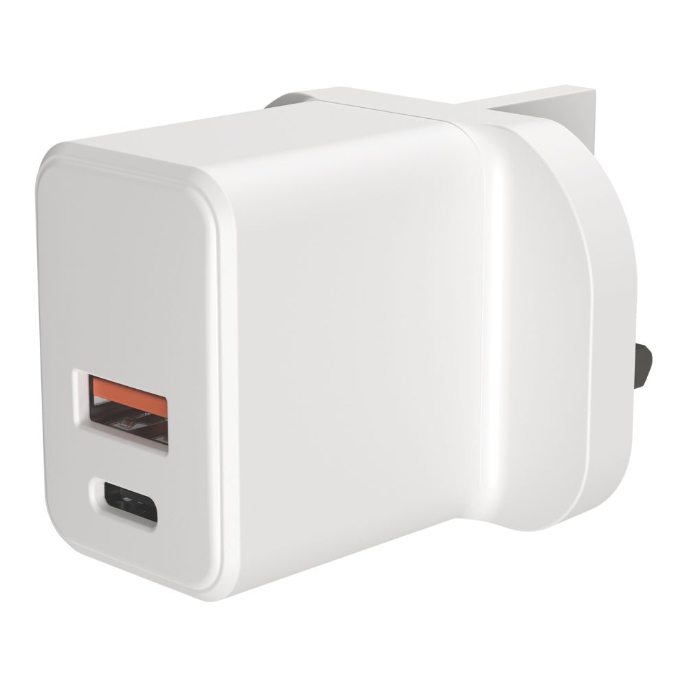 LAP 2-Outlet Type A & C Plug-In USB Adaptor Plug 3A - Screwfix