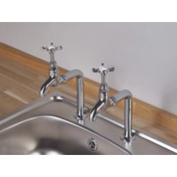 Bristan 1901 Bib Cross Head Kitchen Taps Chrome-Plated 1 Pair