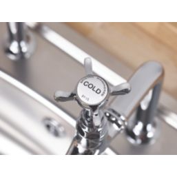 Bristan 1901 Bib Cross Head Kitchen Taps Chrome-Plated 1 Pair