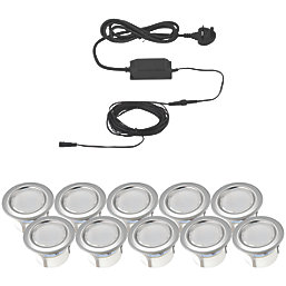 LAP Apollo White 45mm Outdoor LED Deck Light Kit Polished Stainless Steel 4.8W 10 x 18lm 10 Pack