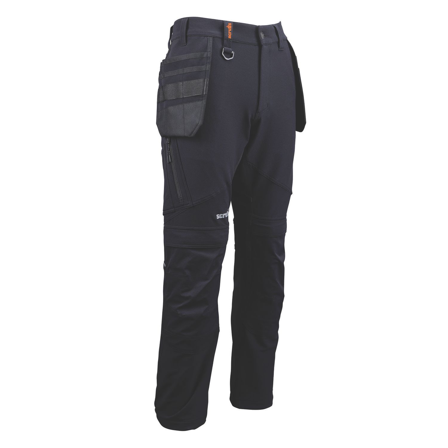 Scruffs Tech Holster Stretch Work Trousers Black 38" W 32" L (967RT)