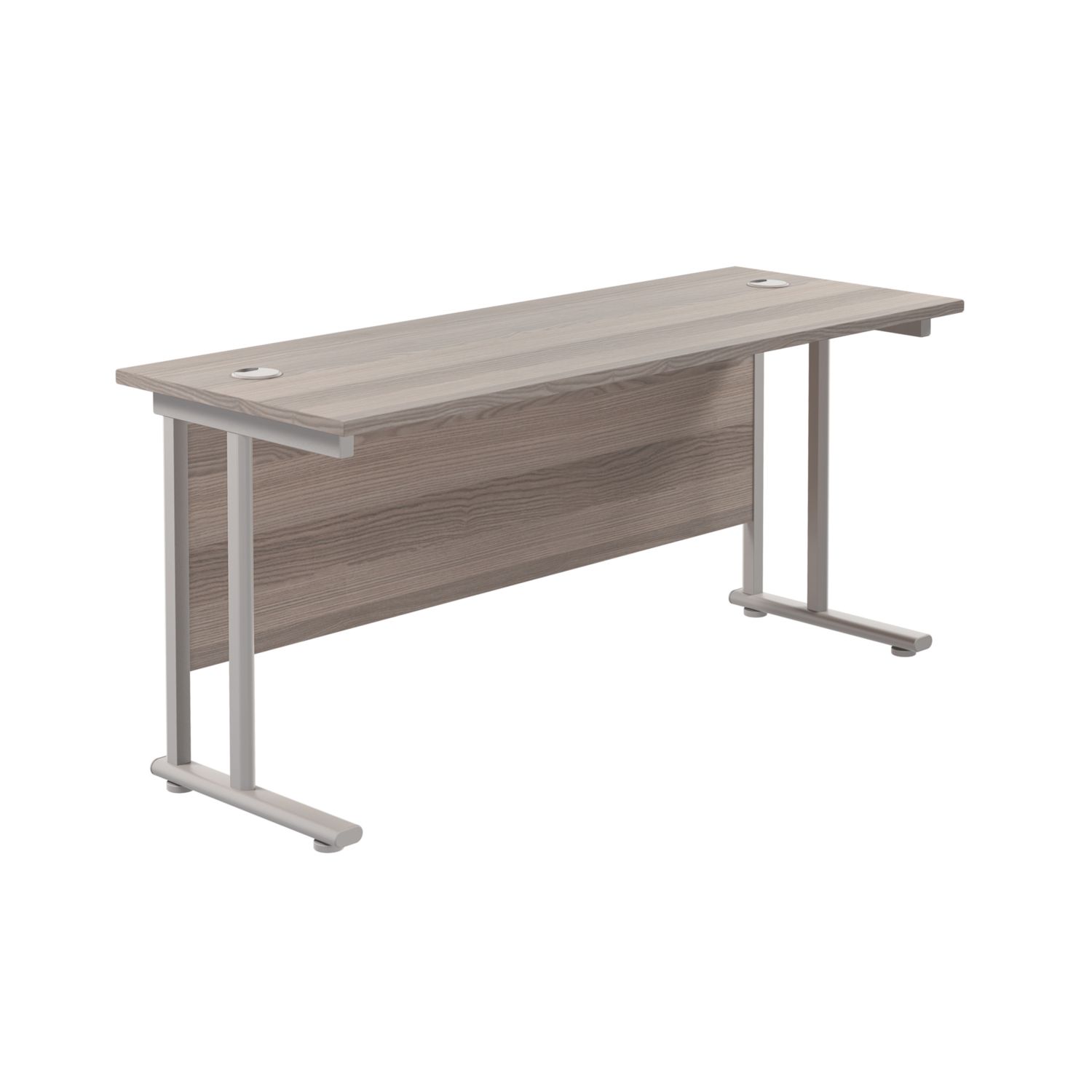 TC Group Aztec Twin Upright Rectangular Office Desk Grey Oak/Silver 1600mm x 600mm (967TT)