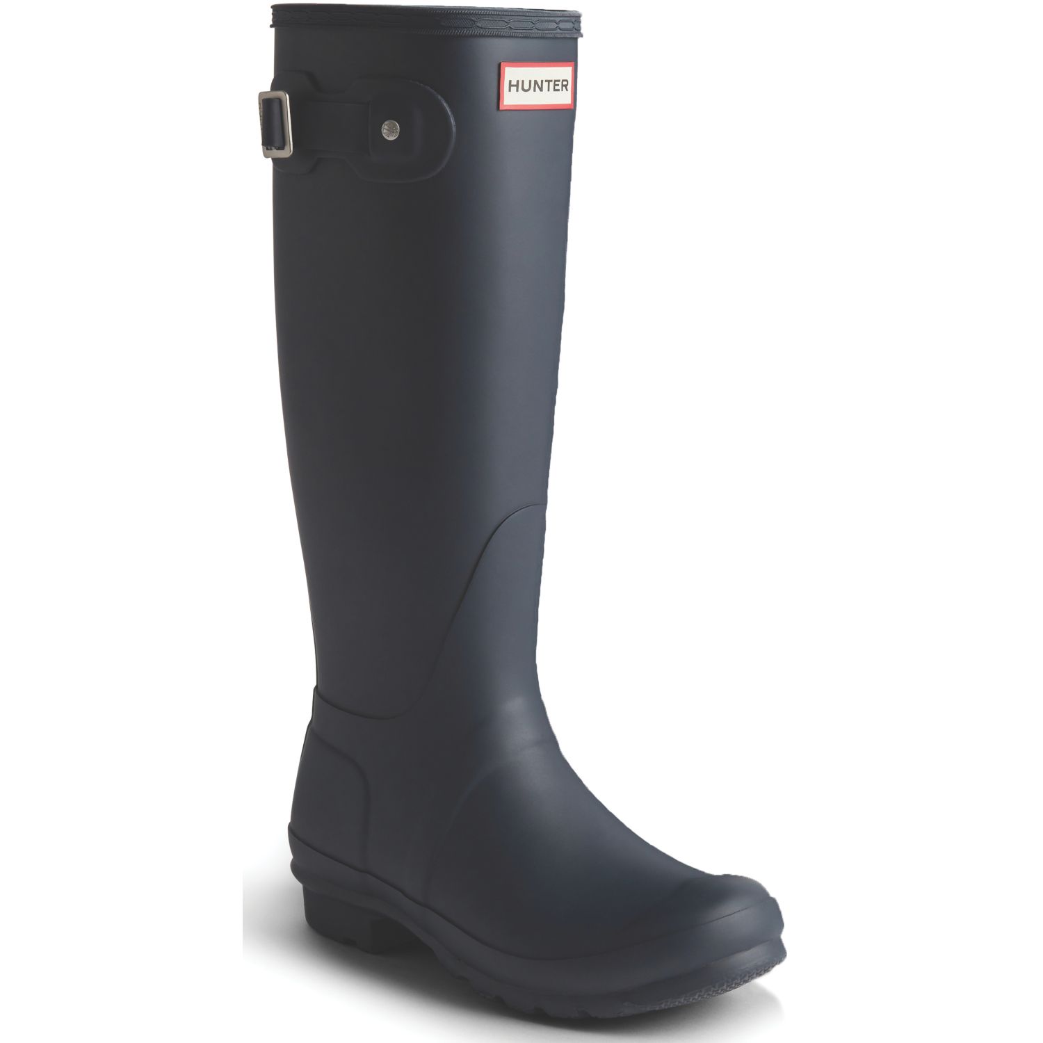 Hunter Original Tall Tartan Back Strap Size 8 Womens Black Non Safety Wellies (967YG)