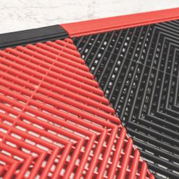 Swisstrax Ribtrax Pro Interlocking Floor Tiles Racing Red 19mm 25 Pack