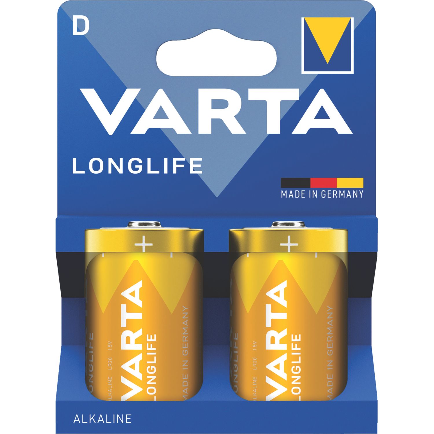 Varta Longlife D 1.5V Alkaline Batteries 2 Pack (967YW)