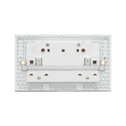Retrotouch Crystal 13A 2-Gang DP Switched Plug Socket White Glass