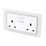 Retrotouch Crystal 13A 2-Gang DP Switched Plug Socket White Glass
