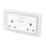 Retrotouch Crystal 13A 2-Gang DP Switched Plug Socket White Glass