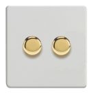 Varilight V-Pro 2-Gang 2-Way LED Dimmer Switch  Paintable with Colour-Matched Inserts