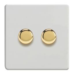 Varilight V-Pro 2-Gang 2-Way LED Dimmer Switch  Paintable with Colour-Matched Inserts