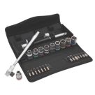 Wera 8100 SC 11 Zyklop Imperial 1/2" Drive Ratchet & Socket Set With Switch Lever 28 Pcs