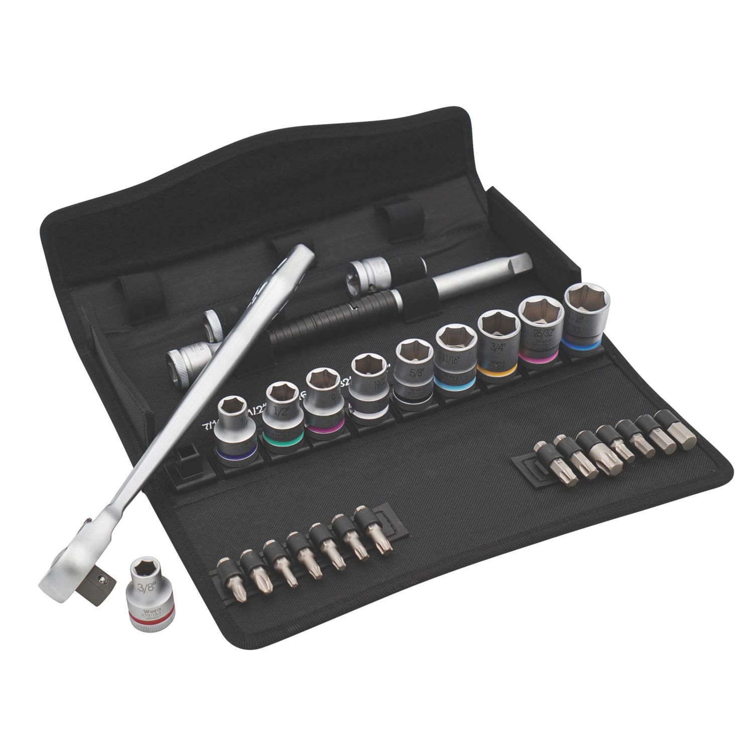 Wera 8100 SC 11 Zyklop Imperial 1/2" Drive Ratchet & Socket Set With Switch Lever 28 Pcs (968FW)