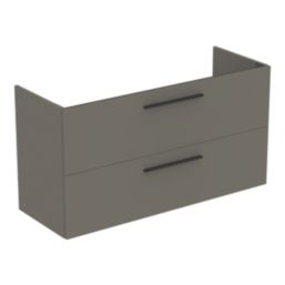 Ideal Standard i.life A Wall-Hung Vanity Unit with Black Handles & Basin Matt Quartz Grey 1240mm x 460mm x 645mm