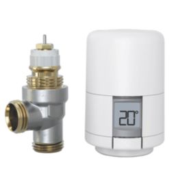 Hive  White Angled Thermostatic Smart TRV Head & Body   15mm x 1/2"