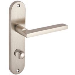Smith & Locke Murlough Fire Rated WC Door Handles Pair Brushed Nickel