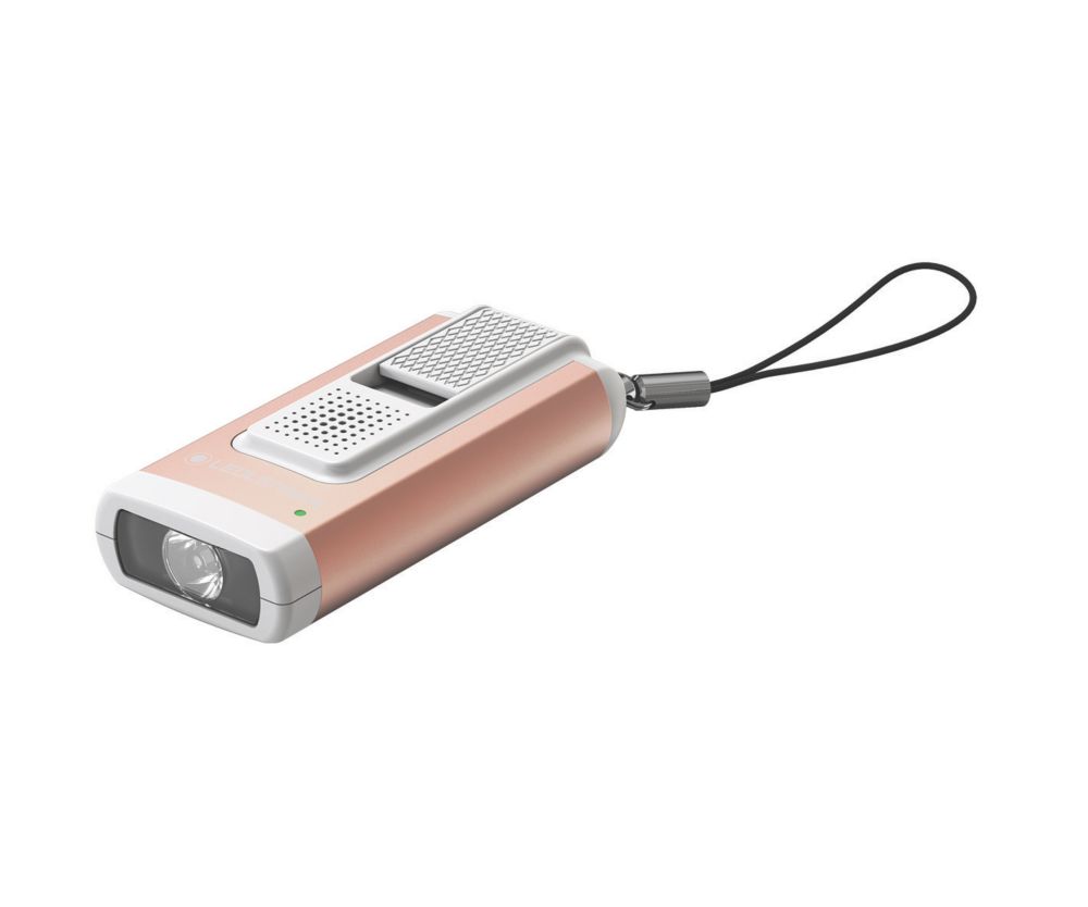 LEDlenser K6R Safety Rechargeable LED Keyring Torch with Alarm Rose Gold 400lm Screwfix