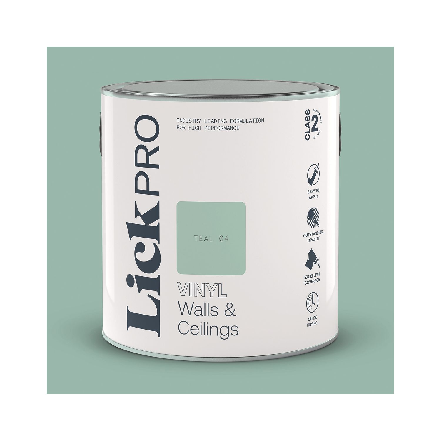LickPro 2.5Ltr Teal 04 Vinyl Matt Emulsion Paint (968TM)