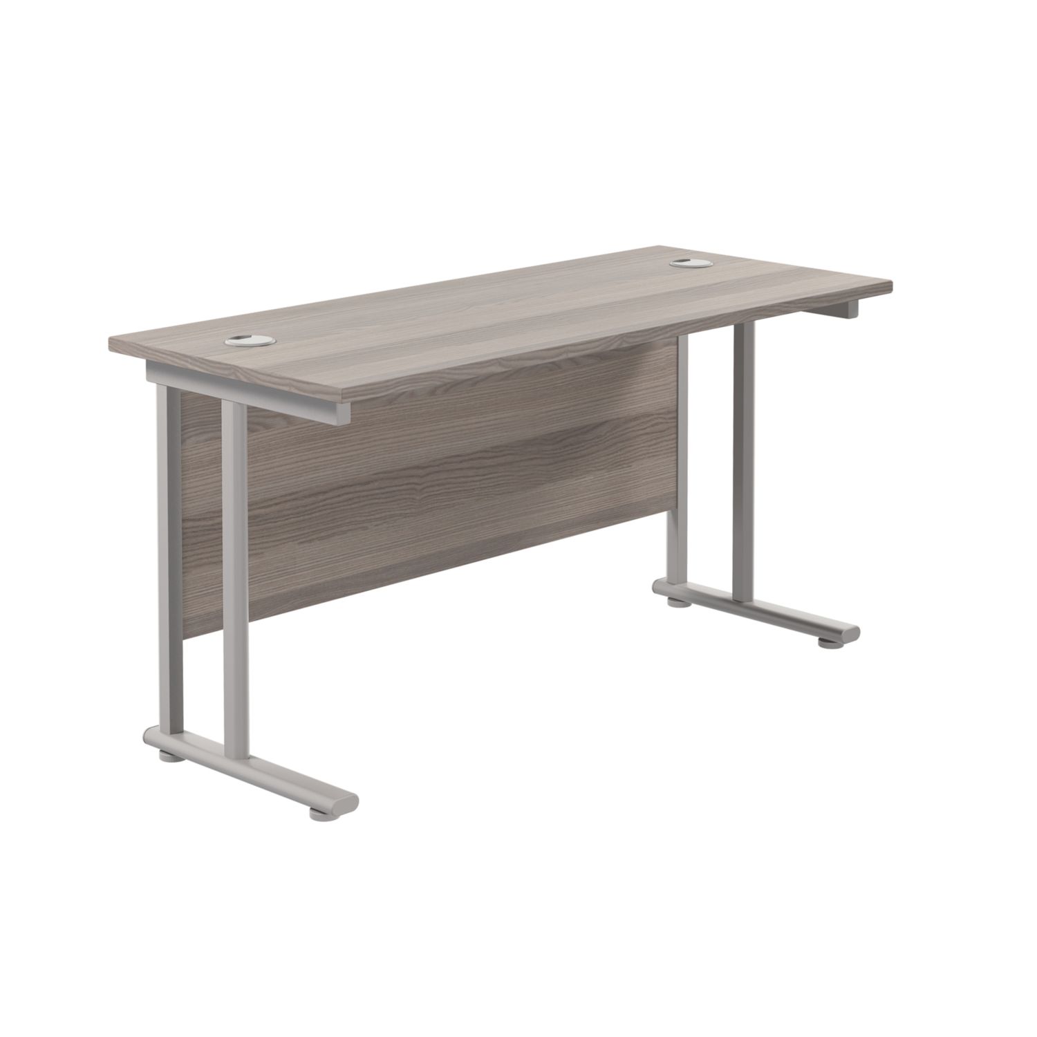 TC Group Aztec Twin Upright Rectangular Office Desk Grey Oak/Silver 1400mm x 600mm (968TT)