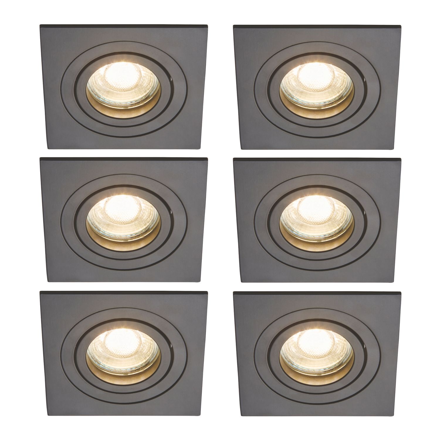 Inlight Pasto Adjustable Square Downlights Black 6 Pack (968VJ)