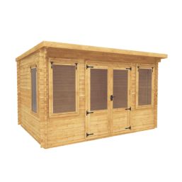 Mercia  12' 6" x 9' (Nominal) Pent Timber Log Cabin
