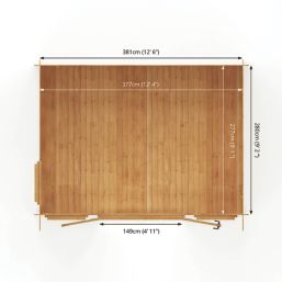 Mercia  12' 6" x 9' (Nominal) Pent Timber Log Cabin