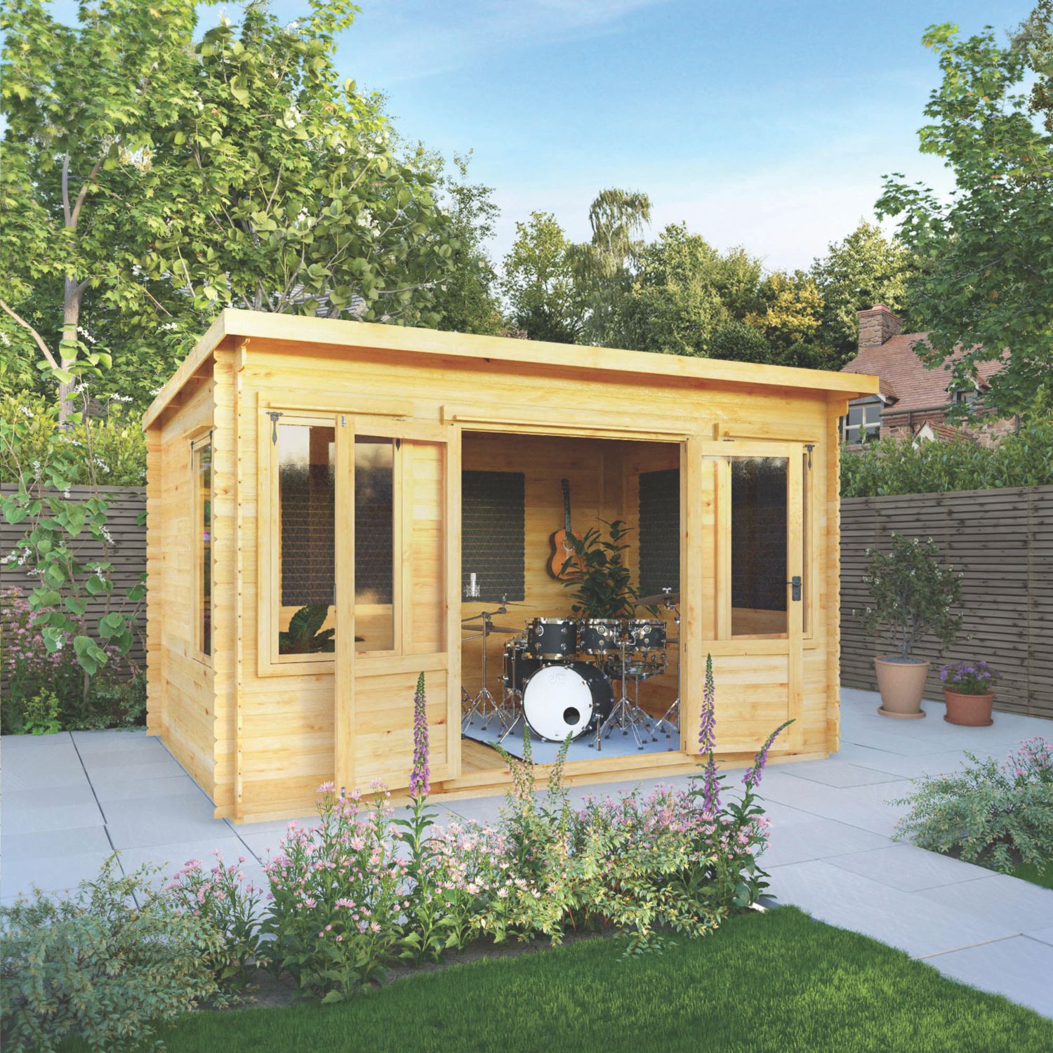 Mercia 12' 6" x 9' (Nominal) Pent Timber Log Cabin (968YL)