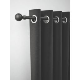 Rothley Matt Black Extendable Curtain Pole w/ Orb Finials 28mm x 125-216cm