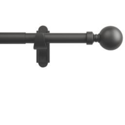 Rothley Matt Black Extendable Curtain Pole w/ Orb Finials 28mm x 125-216cm